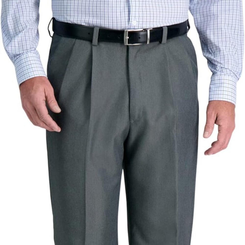 Haggar Men's Cool 18 Hidden Expandable Waist Pleat Front Pant Big & Tall